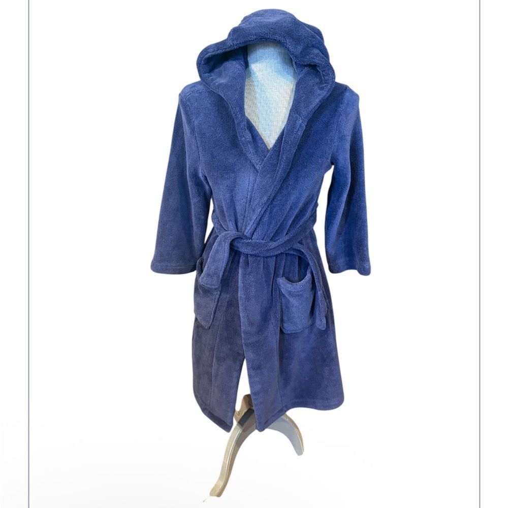 Plush Hooded Bathrobe in Blue L (5515)